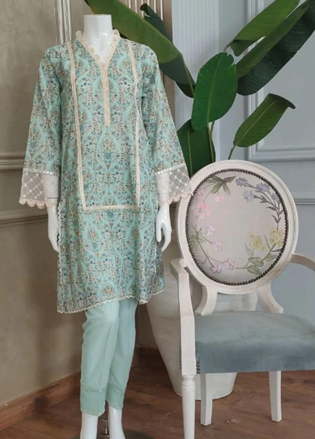 Threads & Motifs Pret Embroidered Khaadi Net Shirt 8487