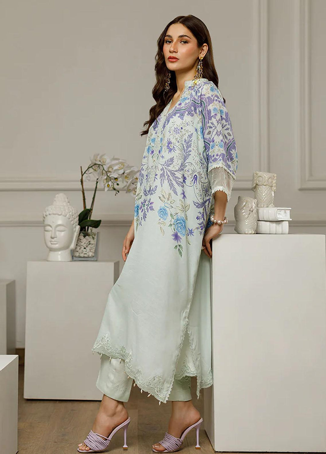 Threads & Motifs Pret Embroidered Silk Shirt 8489