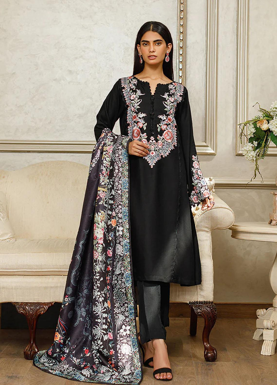 Threads & Motifs Pret Embroidered Crepe Shirt 8653