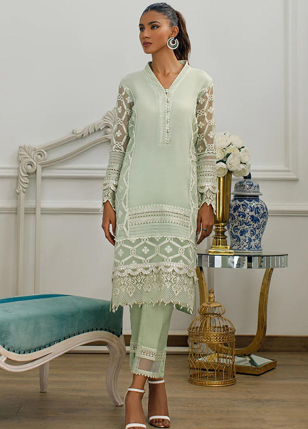 Threads & Motifs Luxury Pret  Organza Shirt 7462