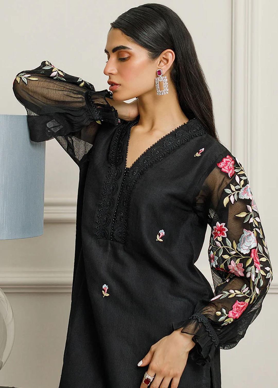 Threads & Motifs Pret Embroidered Khaadi Net Kurti 8284