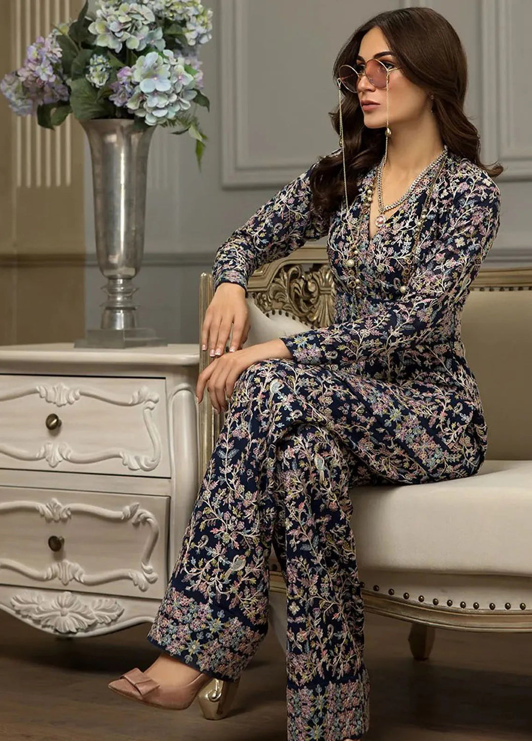 Threads And Motifs Pret Embroidered Chiffon Dress 8794