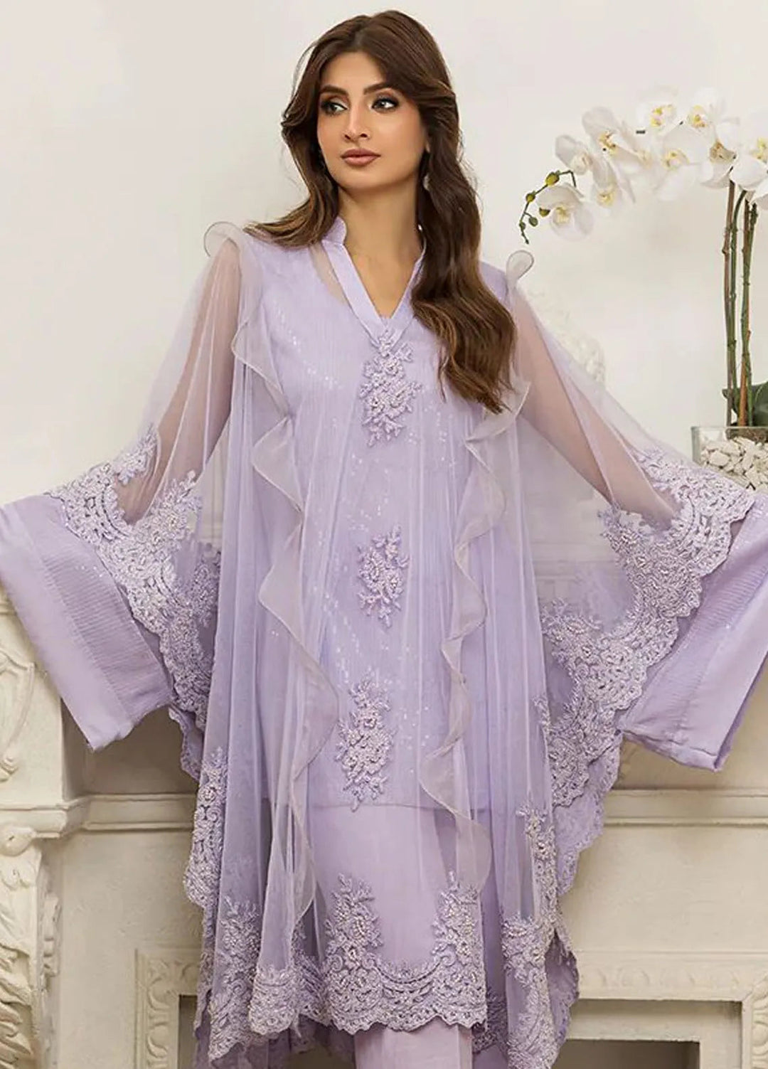 Threads And Motifs Pret Embroidered Net Cape 8693