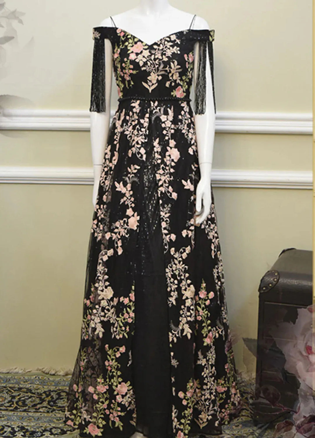 Threads And Motifs Pret Embroidered Net Lehenga 5210 Black