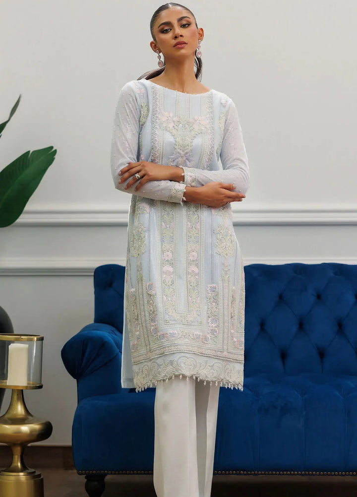 Threads And Motifs Pret Embroidered Net Shirt 8918