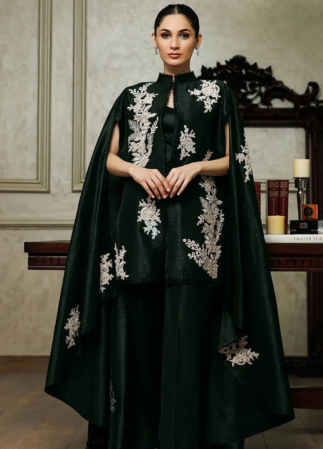Threads And Motifs Pret Embroidered Raw Silk Dress 8725 - Green