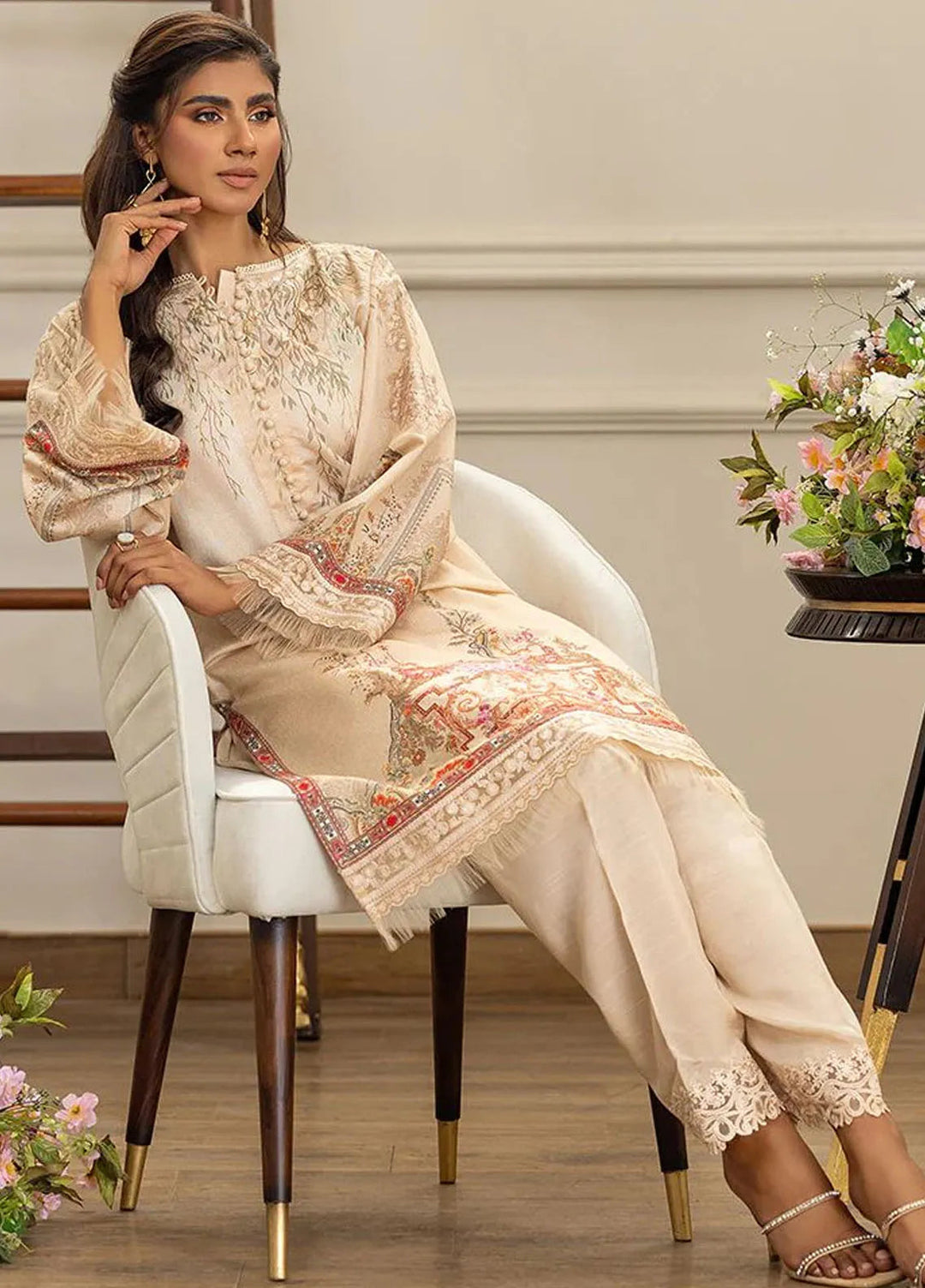 Threads And Motifs Pret Embroidered 3 Piece Suit 8809