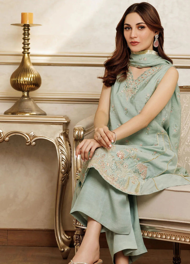 Threads And Motifs Pret Embroidered Chander SIlk 3 Piece Suit 8789