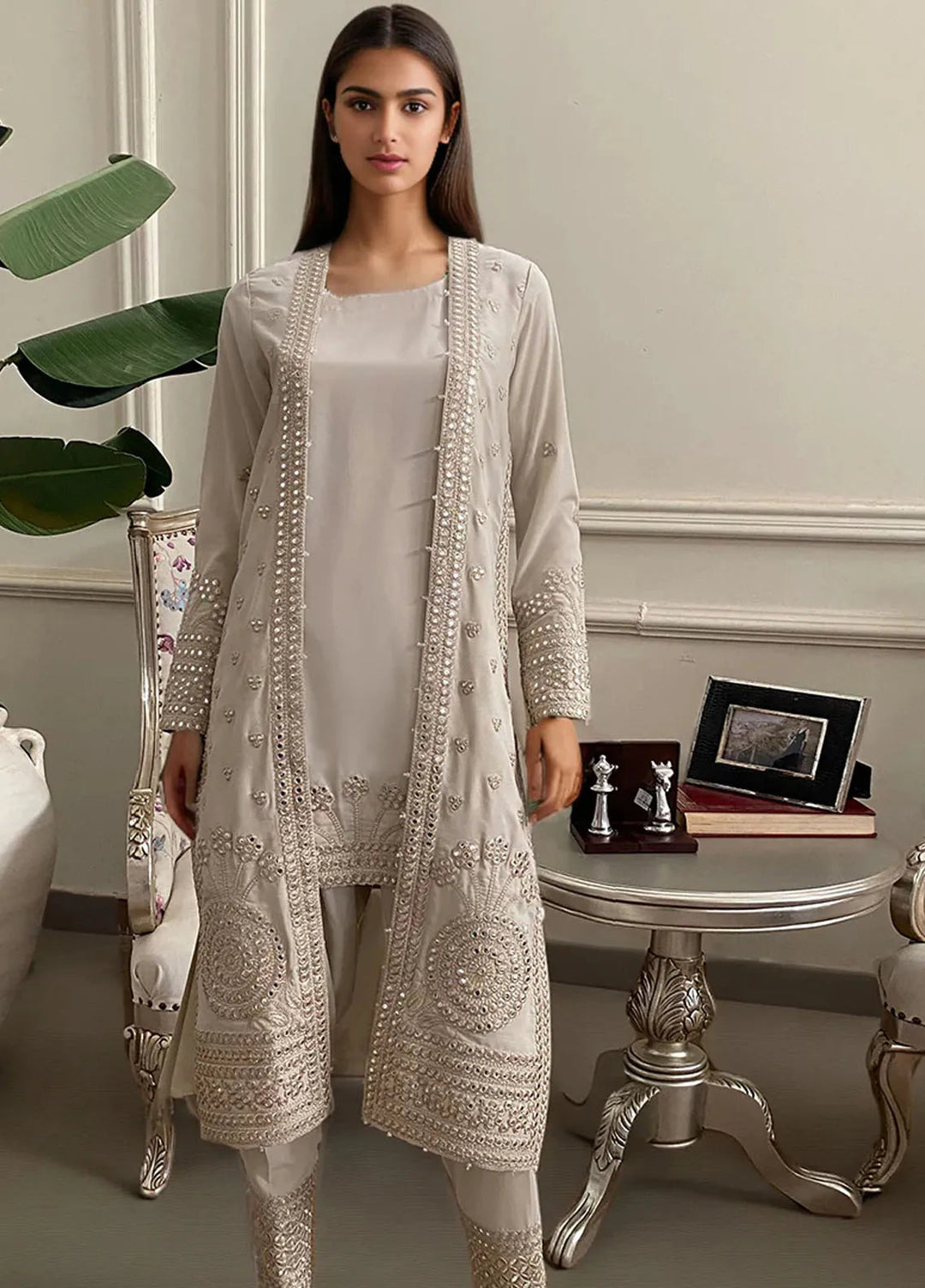 Threads And Motifz Pret Embroidered Chiffon 3 Peice Suit 8156