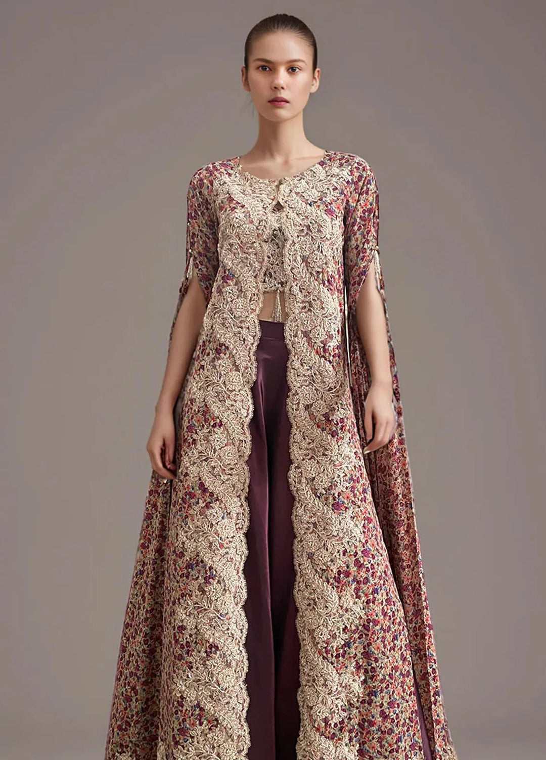 Threads And Motifz Pret Embroidered Chiffon 3 Peice Suit 9418