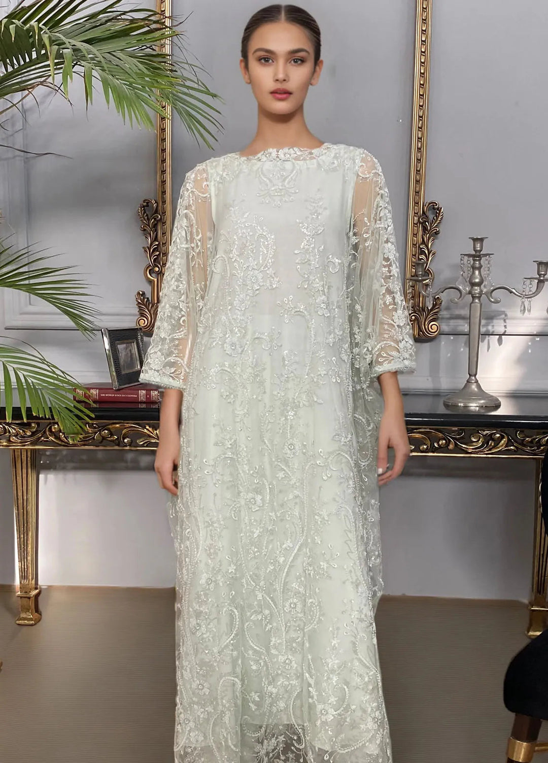 Threads And Motifz Pret Embroidered Net 3 Peice Suit 9264