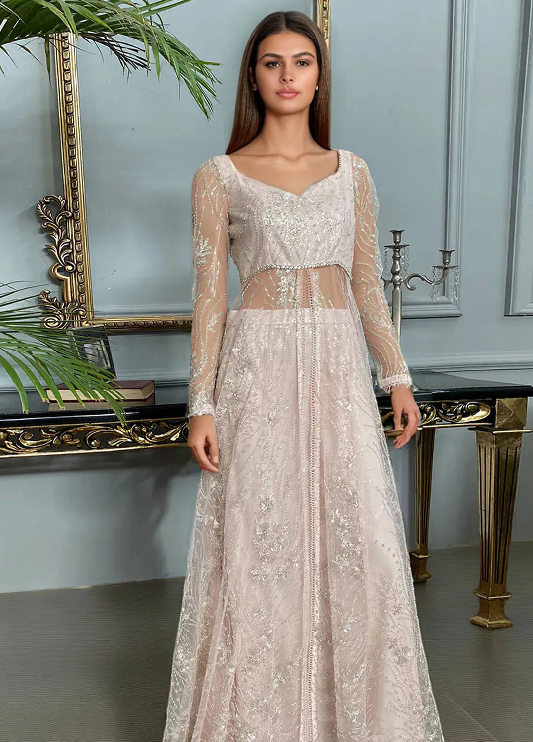 Threads And Motifz Pret Embroidered Net 3 Peice Suit 9267