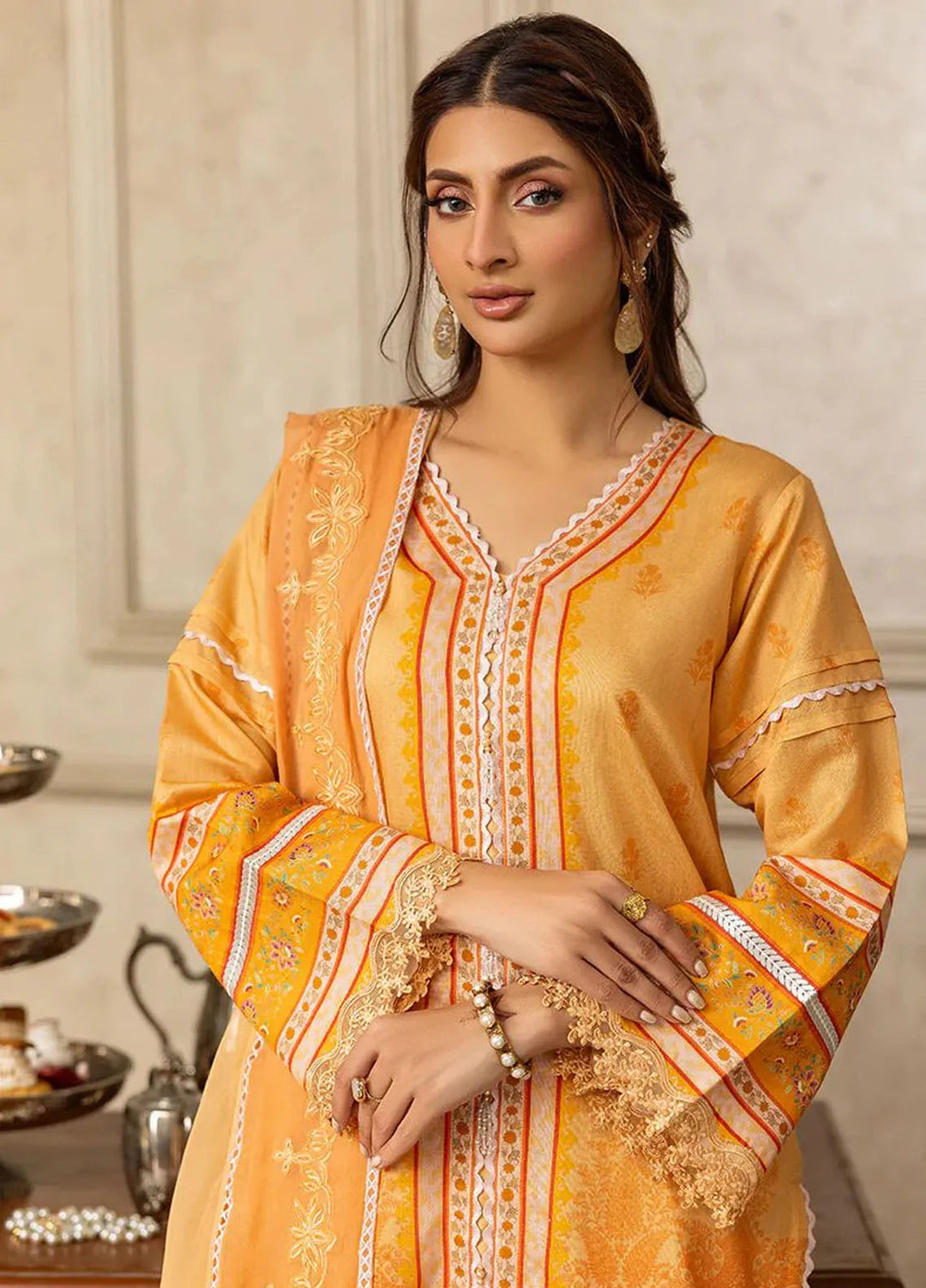 Threads And Motifs Pret Embroidered Net 3 Piece Suit 8749