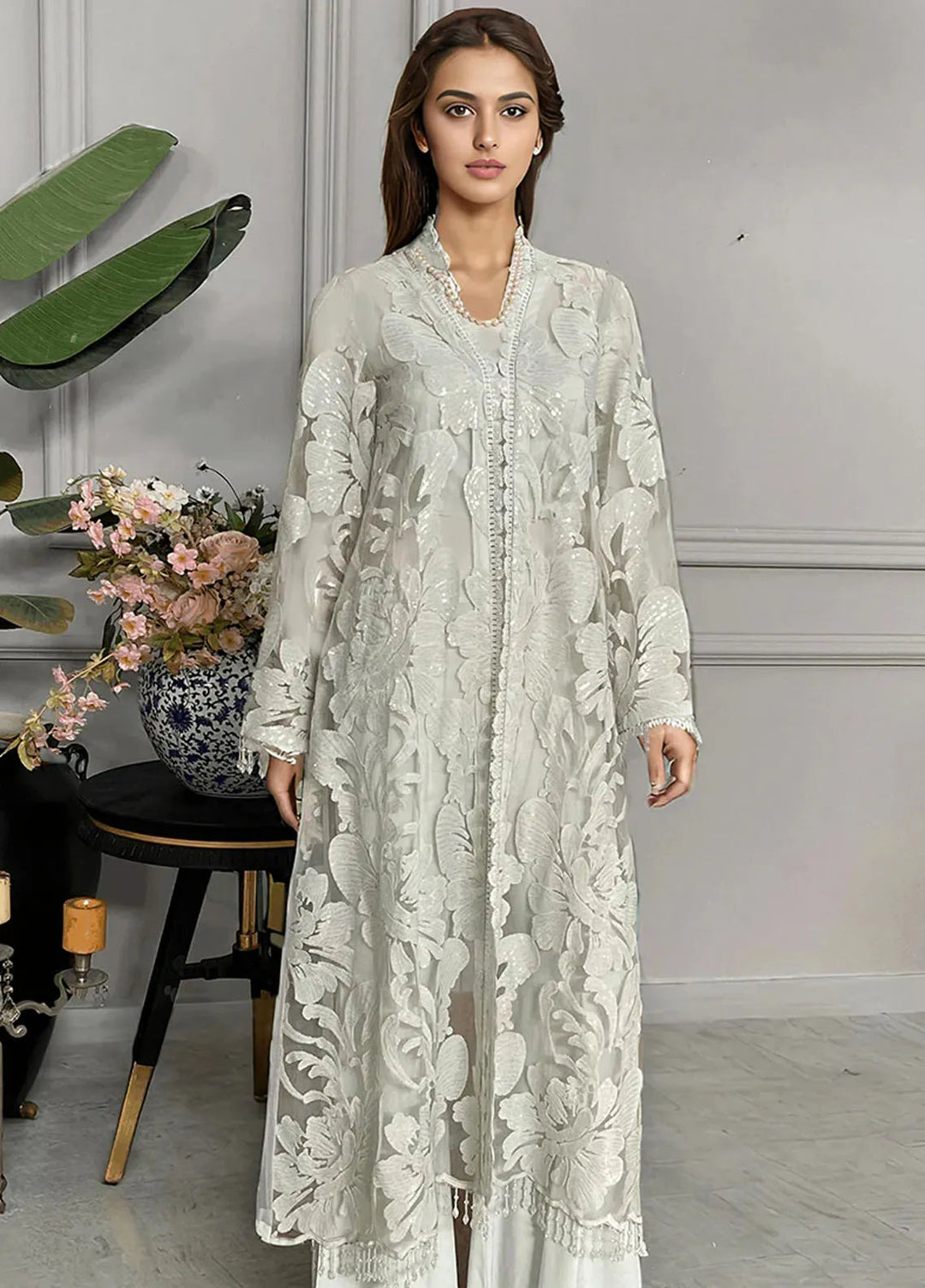 Threads And Motifz Pret Embroidered Net 3 Piece Suit 9159