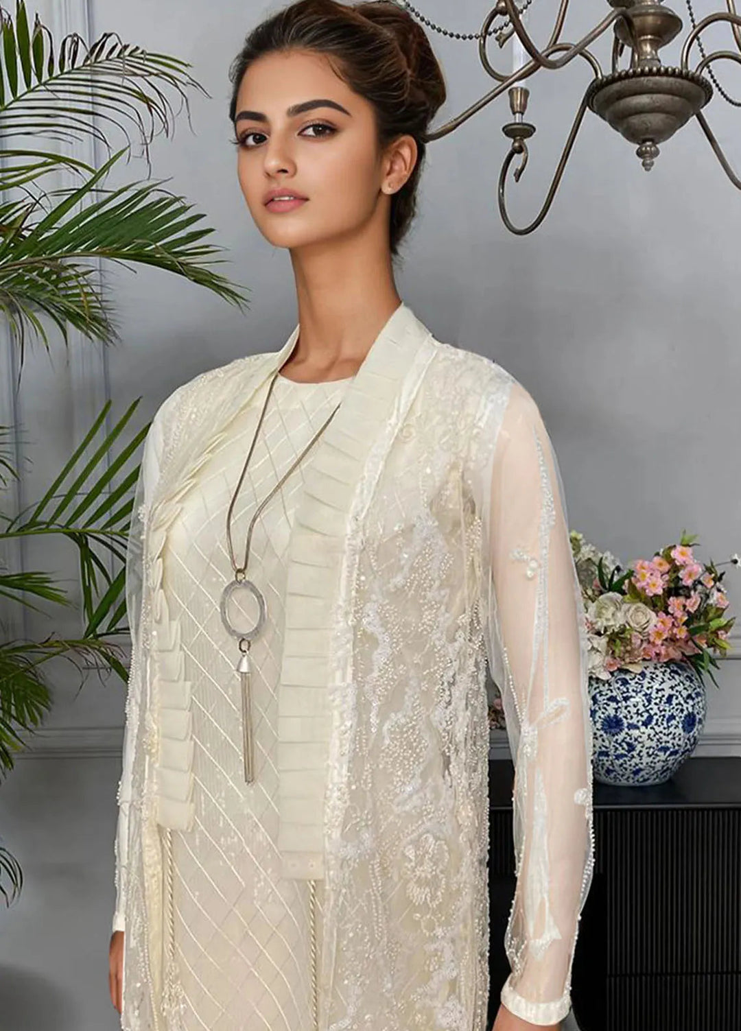 Threads And Motifz Pret Embroidered Net 3 Piece Suit 9167