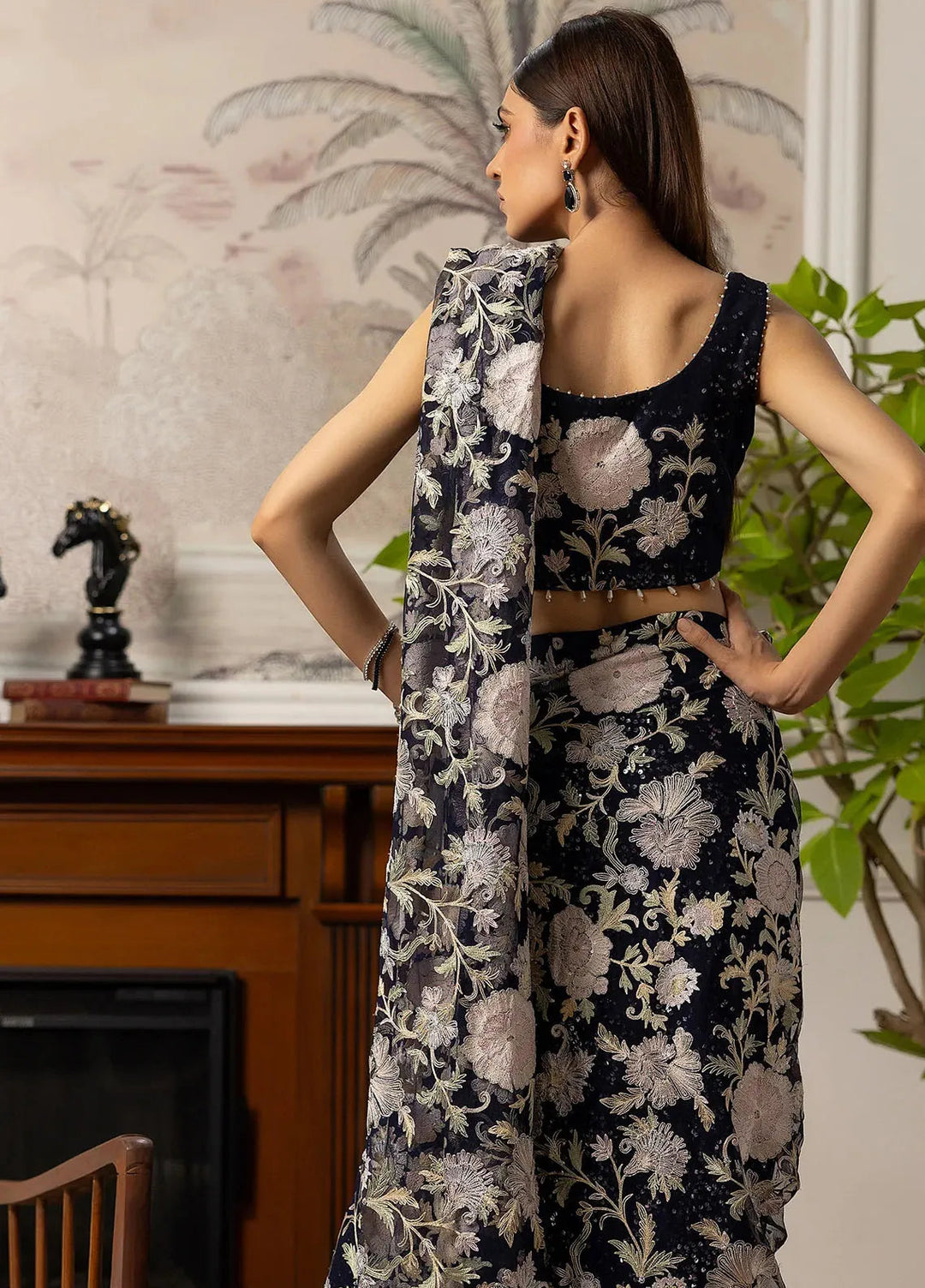 Threads And Motifz Pret Embroidered Net Saree 9035.1