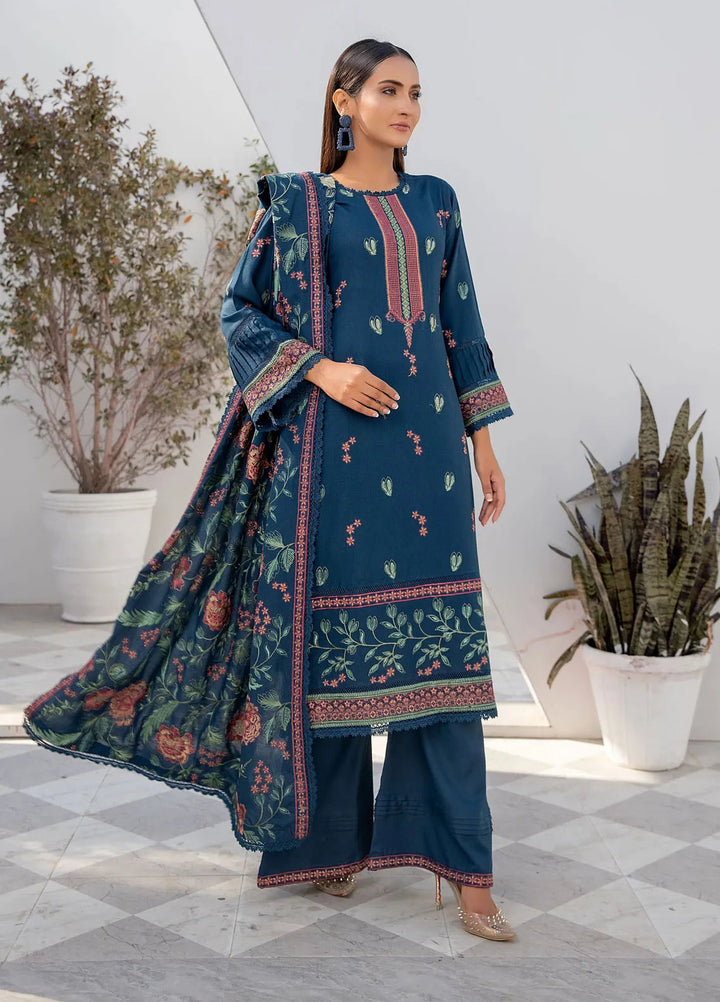 Threads And Weaves Embroidered Dhanak Suit Unstitched 3 Piece D23101 - Winter Collection