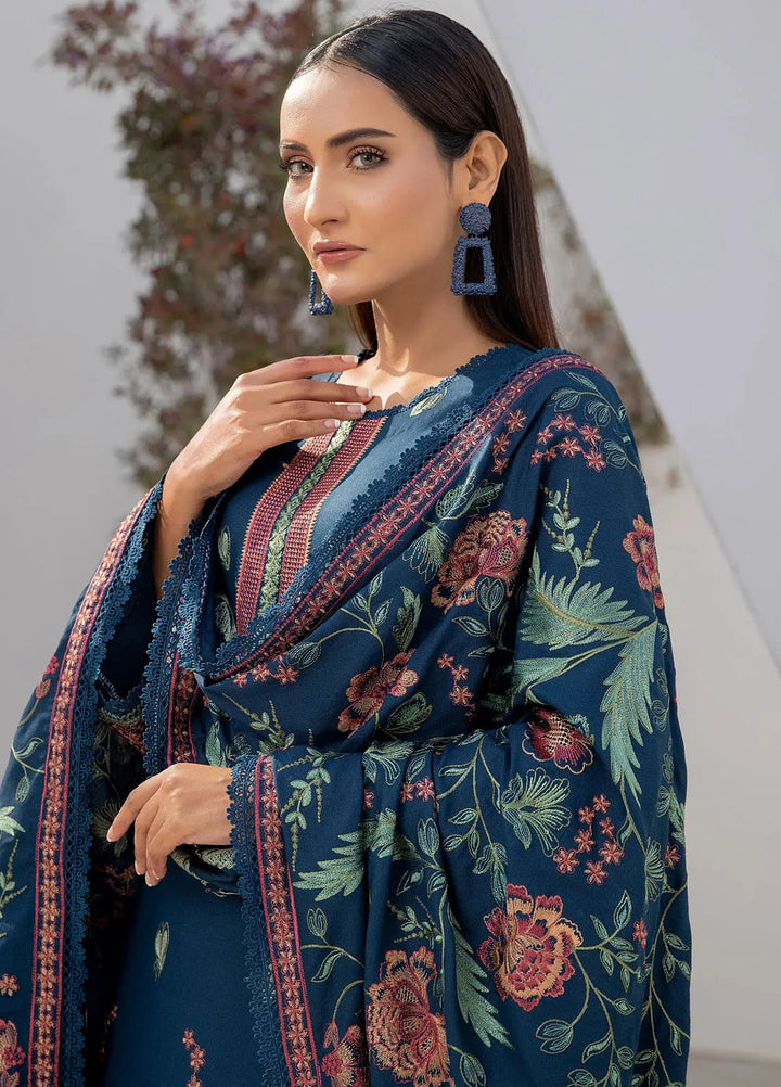 Threads And Weaves Embroidered Dhanak Suit Unstitched 3 Piece D23101 - Winter Collection