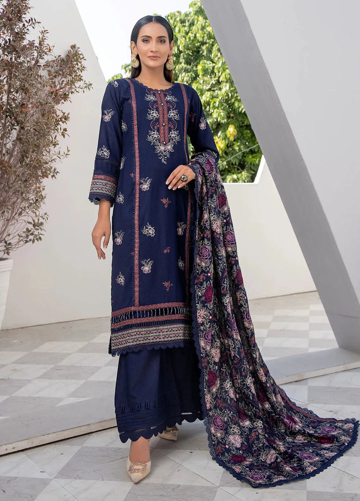 Threads And Weaves Embroidered Dhanak Suit Unstitched 3 Piece D23103 - Winter Collection