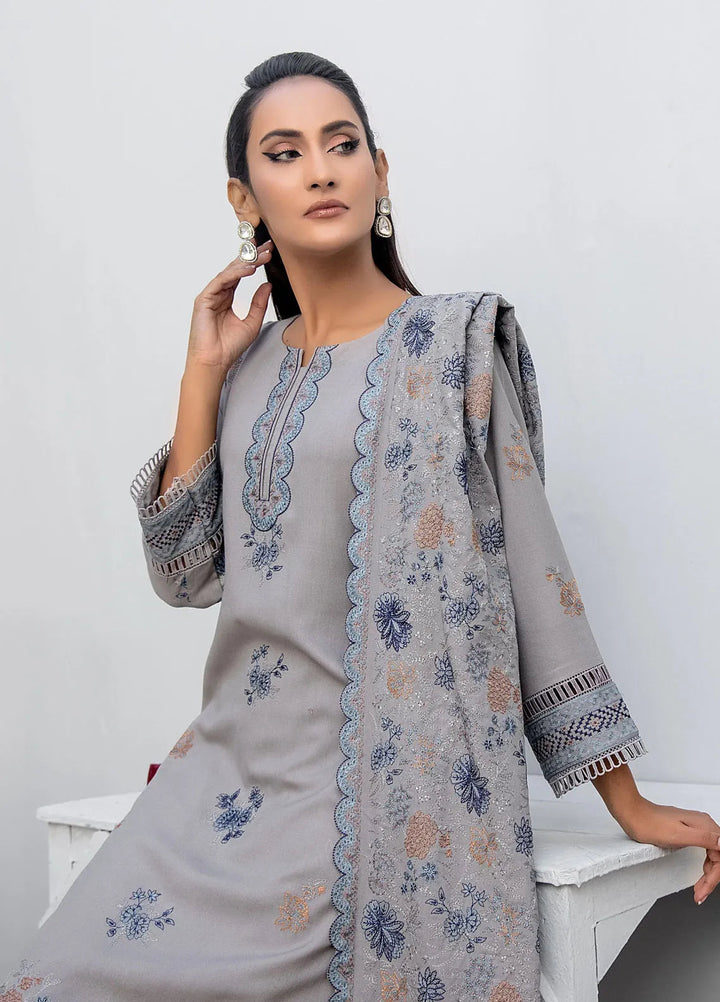 Threads And Weaves Embroidered Dhanak Suit Unstitched 3 Piece D23107 - Winter Collection
