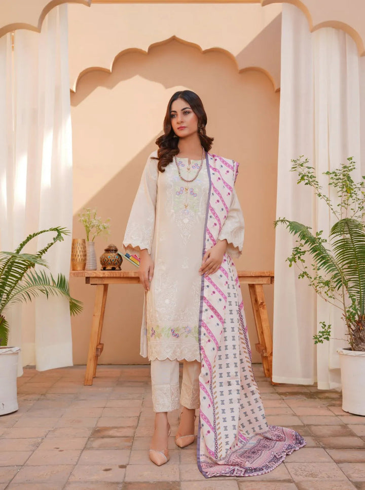 Threads And Weaves Pret Embroidered Karandi 3 Piece Suit D-01