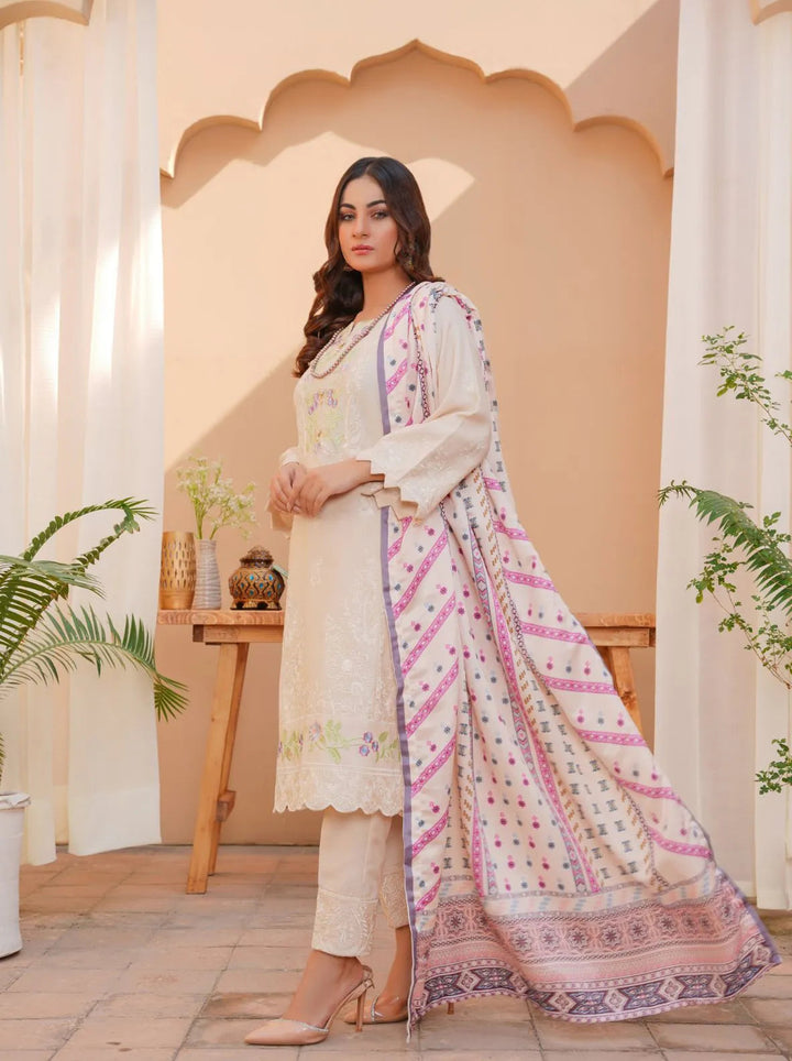 Threads And Weaves Pret Embroidered Karandi 3 Piece Suit D-01