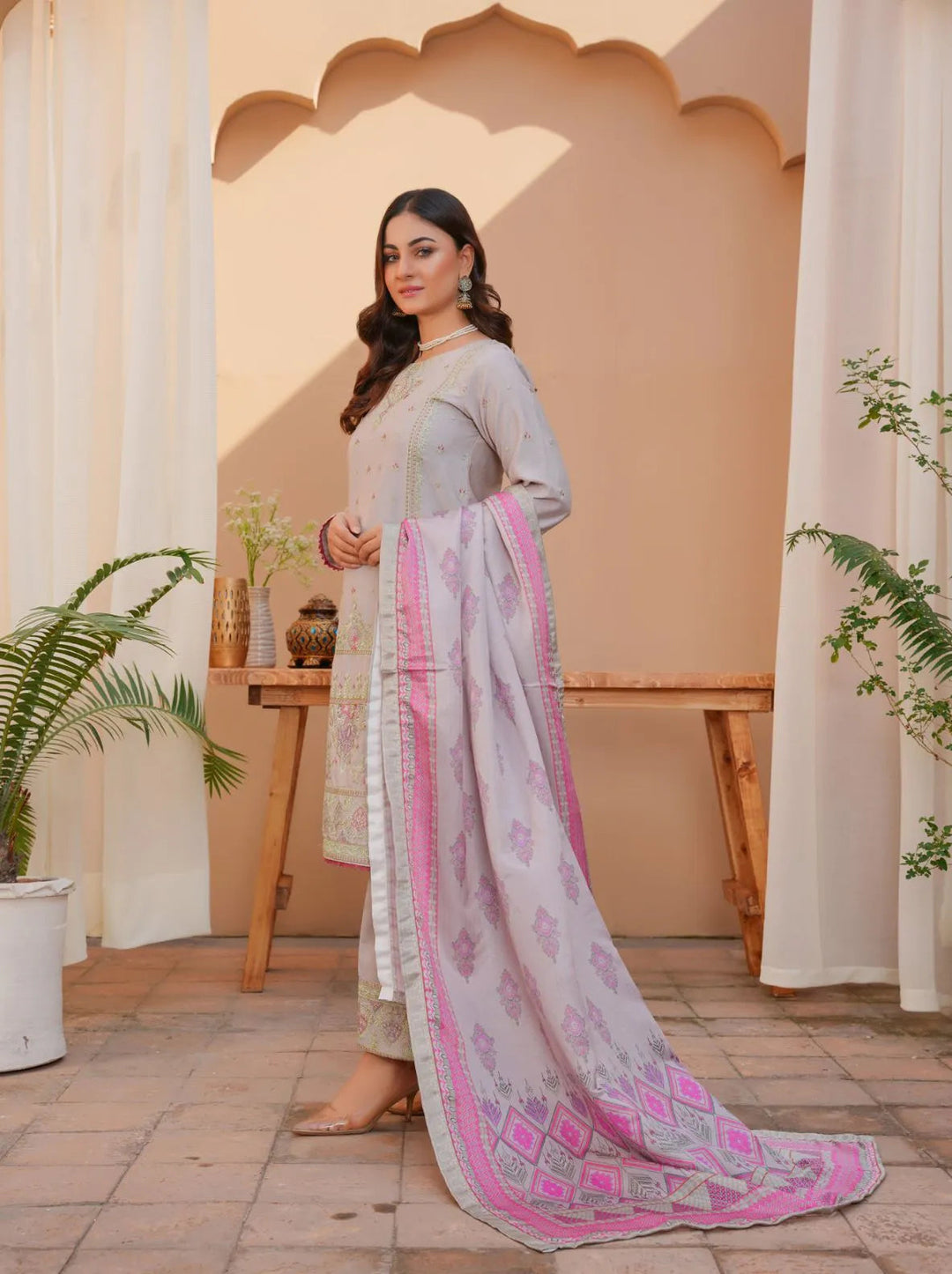 Threads And Weaves Pret Embroidered Karandi 3 Piece Suit D-02