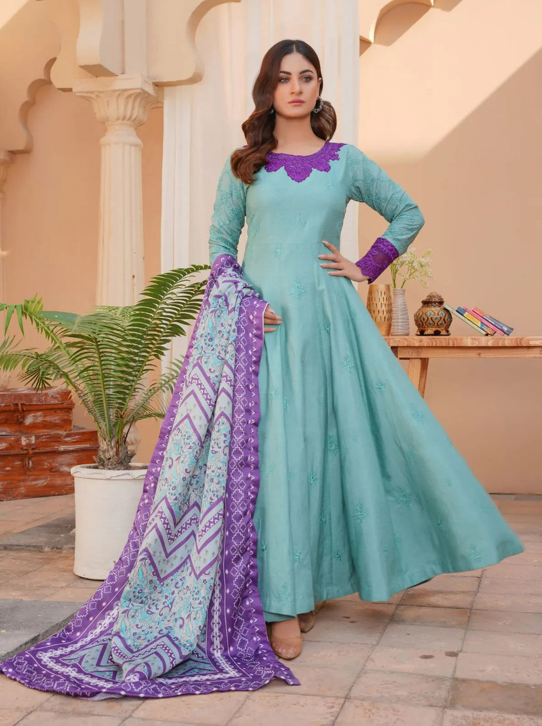 Threads And Weaves Pret Embroidered Karandi 3 Piece Suit D-03