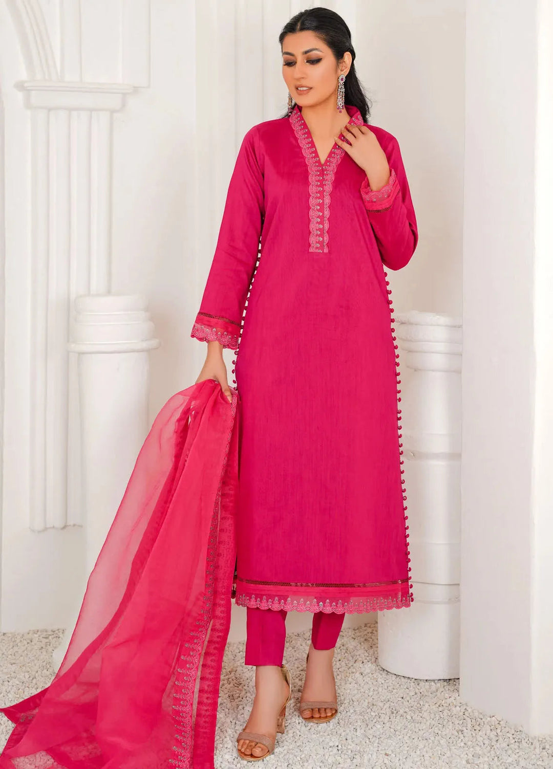 Threads And Weaves Pret Embroidered Viscose 3 Piece Suit RTWV24105