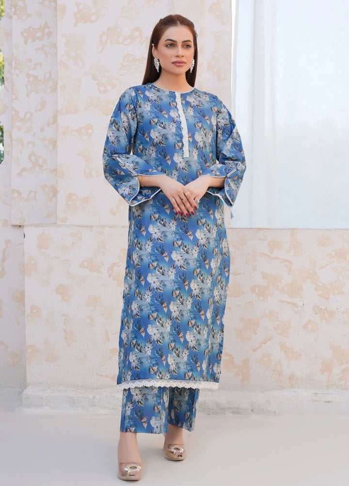 Threads And Weaves Pret Printed Lawn 2 Piece Suit Serene Blue Floral