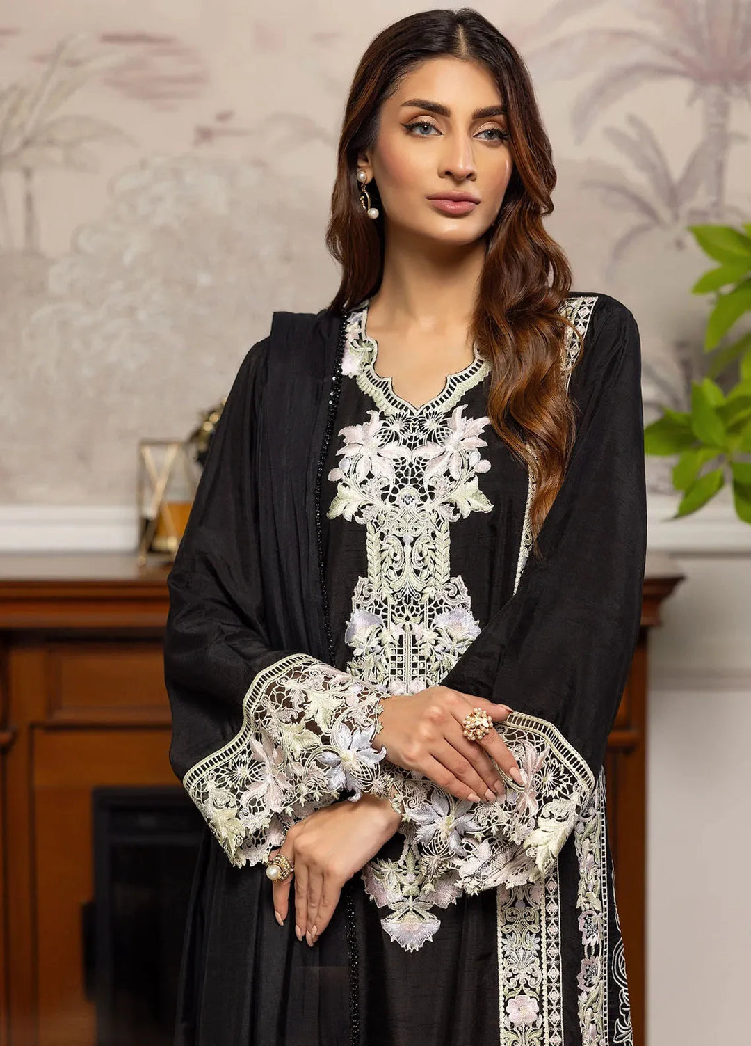 Threads & Motifs Pret Embroidered Chanderi 3 PIece Suit 8911