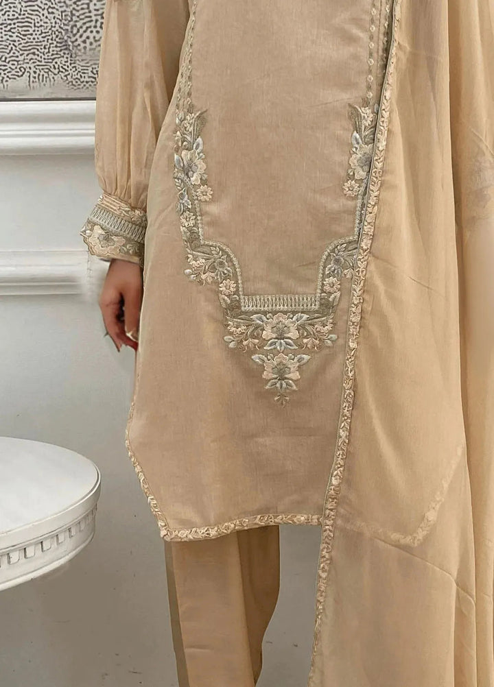 Threads & Motifs Pret Embroidered Chanderi 3 PIece Suit 8966