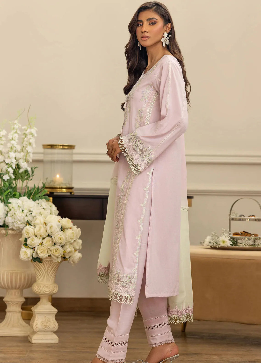 Threads & Motifs Pret Embroidered Chanderi 3 PIece Suit 8967