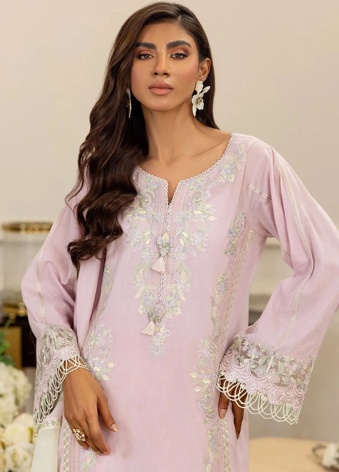 Threads & Motifs Pret Embroidered Chanderi 3 PIece Suit 8967