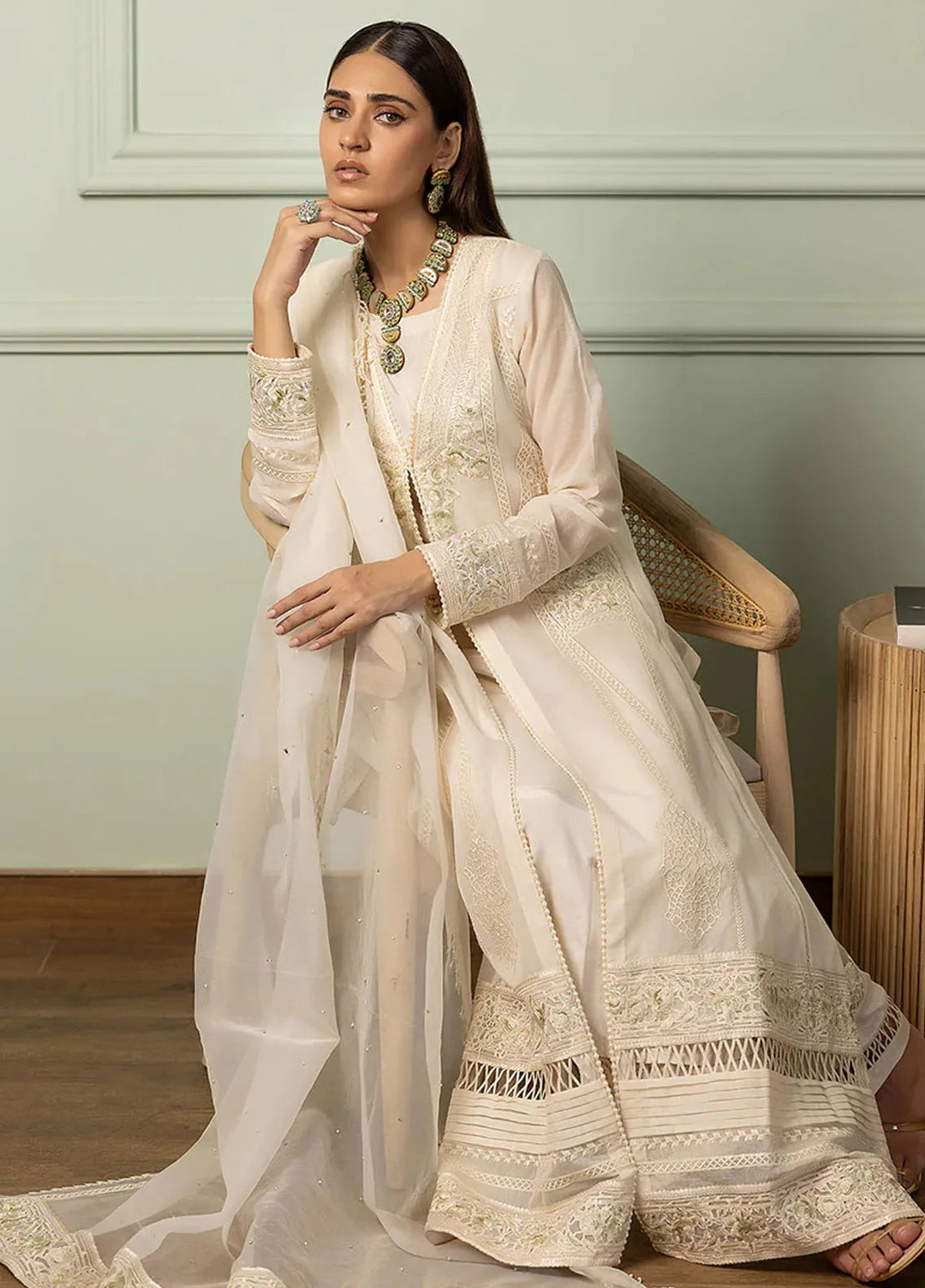 Threads & Motifs Pret Embroidered Chanderi 3 PIece Suit 9000