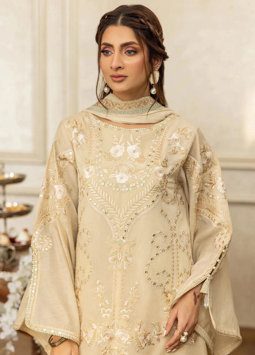 Threads & Motifs Pret Embroidered Chanderi 3 PIece Suit 9108