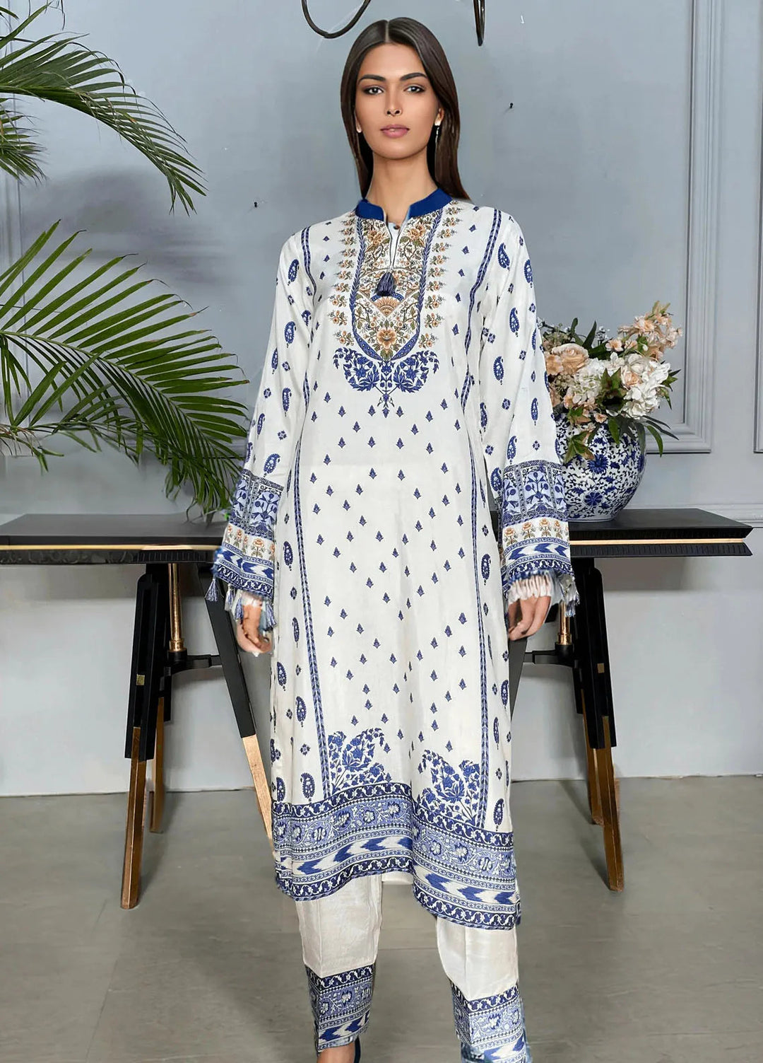 Threads & Motifs Pret Embroidered Viscose Silk 2 PIece Suit 8997