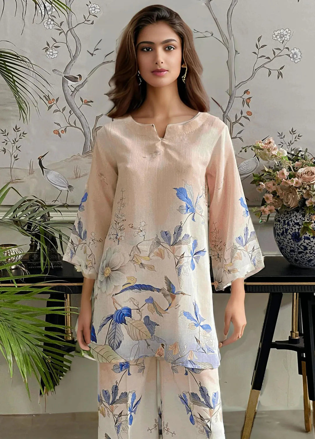 Threads & Motifs Pret Embroidered Viscose Silk 2 PIece Suit 9184