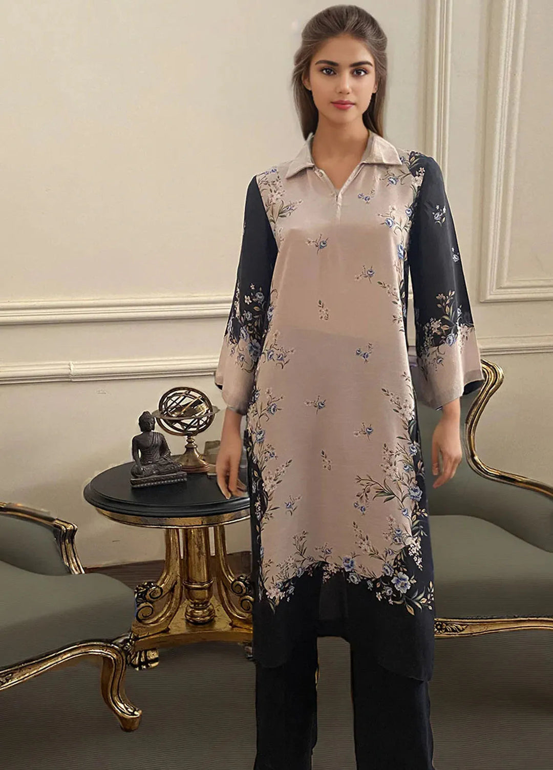Threads & Motifs Pret Embroidered Viscose Silk 2 PIece Suit 9236