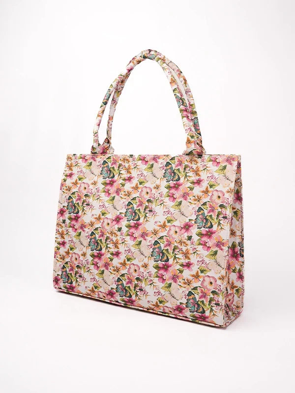 Maa aur Mai by TJK Designs Printed Flutura Canvas Tote - Casual Collection