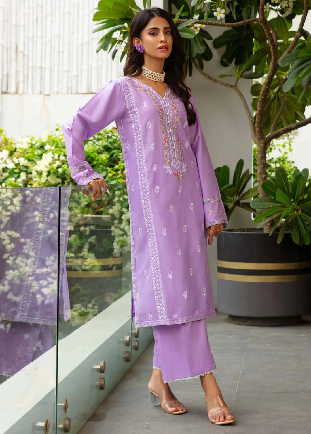 TNG Pret Embroidered Lawn 2 Piece Suit Lavender