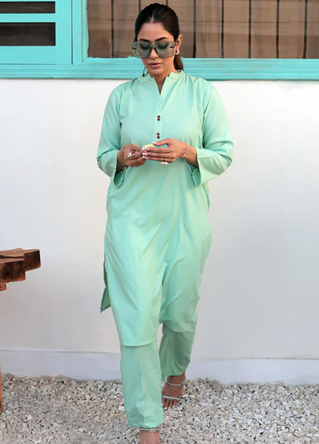 TNG Pret Plain Blended Cotton 2 Piece Suit Haniya