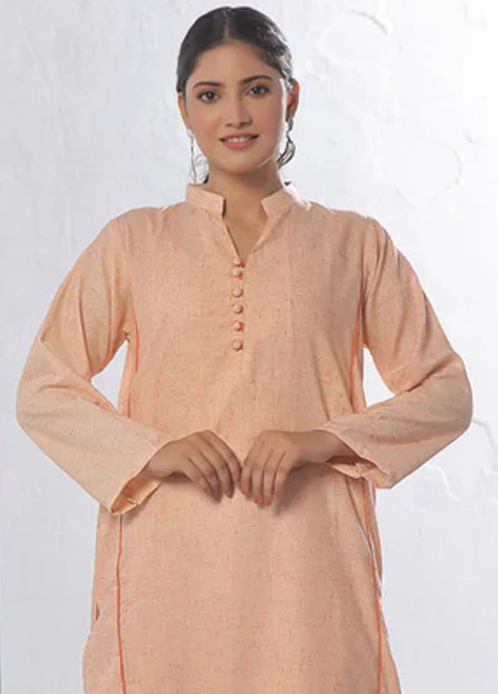 TNG Pret Plain Blended Cotton 2 Piece Suit Kalidaar Orange