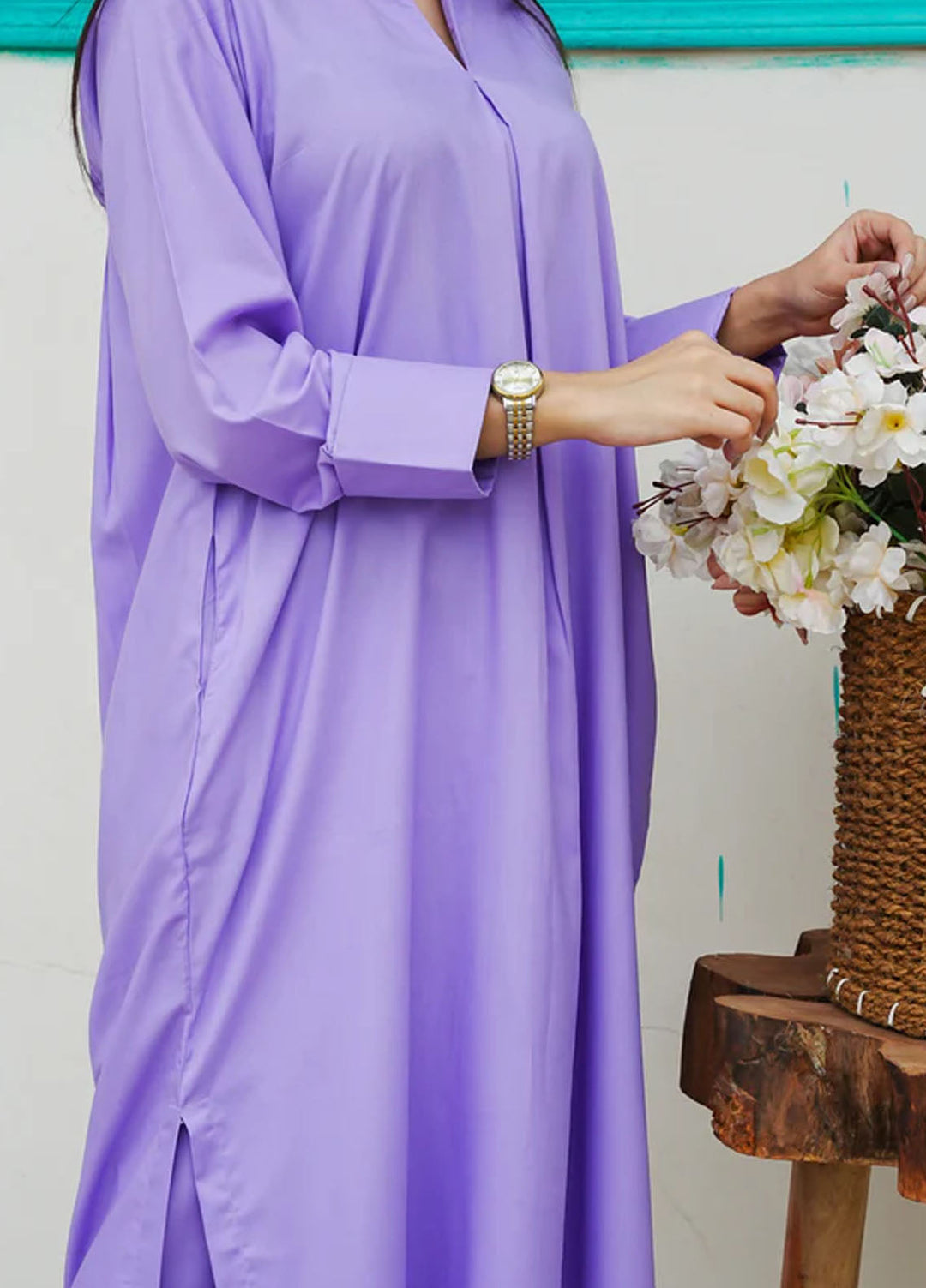 TNG Pret Plain Blended Cotton 2 Piece Suit Saya Lilac