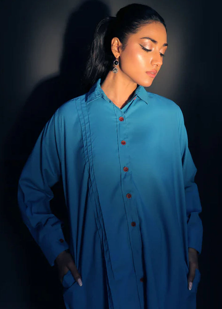 TNG Pret Plain Blended Cotton 2 Piece Suit Veena Ice Blue