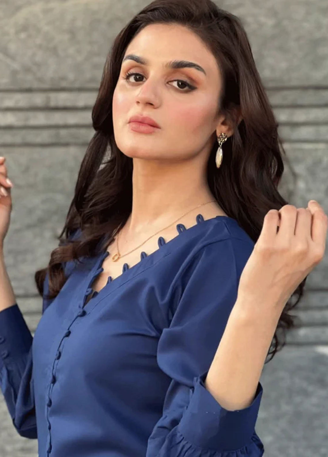 TNG Pret Plain Blended Cotton 2 Piece Suit Wania Electric Blue