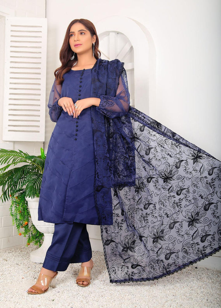 Top Notch Festive Pret  Organza 2 Piece Blue Sapphire