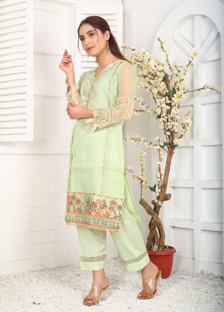 Top Notch Festive Pret  Organza 2 Piece Pistachio