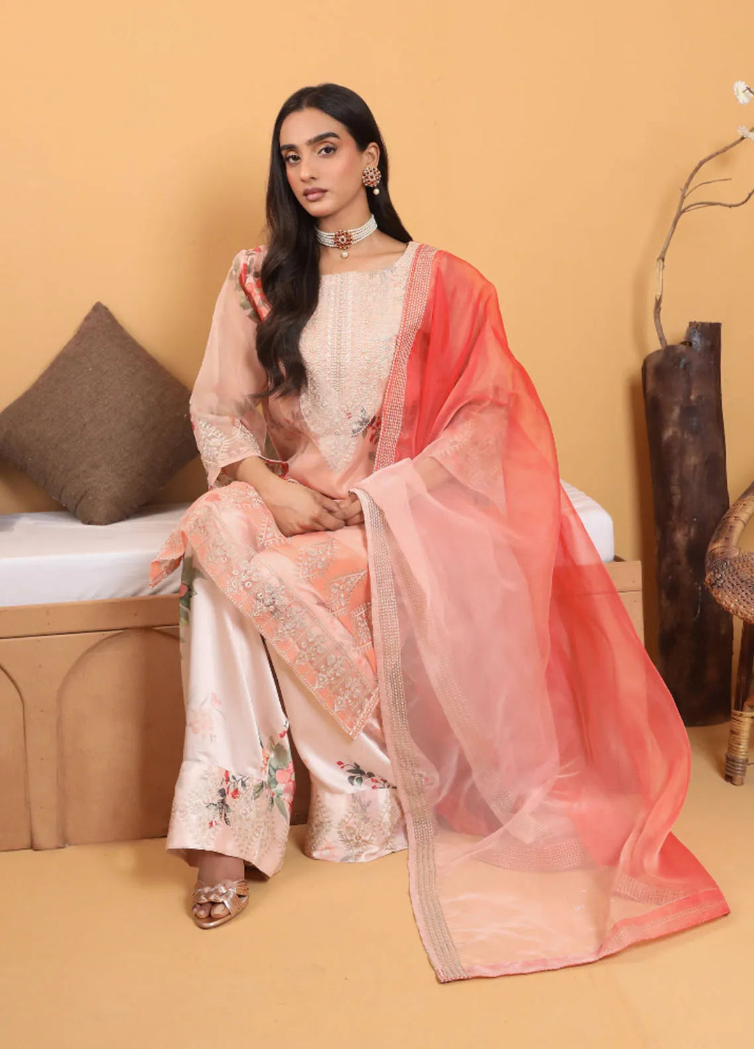 Topnotch Pret Embroidered Organza 4 Piece Suit Morganite