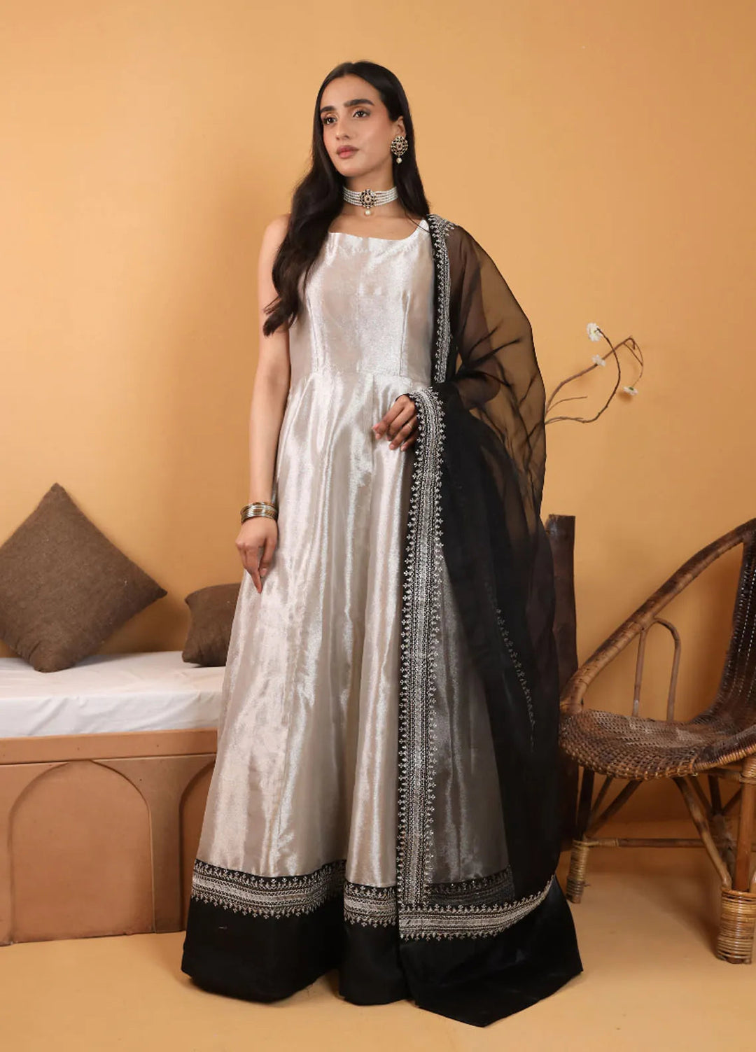 Topnotch Pret Embroidered Tissue 4 Piece Suit Chandani